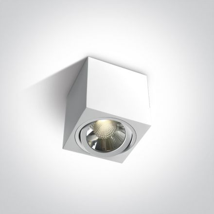 One Light Τετράγωνο Spot Οροφής COB LED 6W 3000K 36° Αλουμίνιο Λευκό 230V