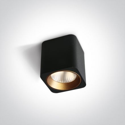 One Light Τετράγωνο Spot Οροφής COB LED 7W Αλουμίνιο 230V Dimmable Μαύρο