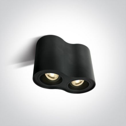One Light Διπλό Σποτ Cylinder LED 2xGU10 MR16 Αλουμίνιο 100-240V Μαύρο Ρυθμιζόμενο