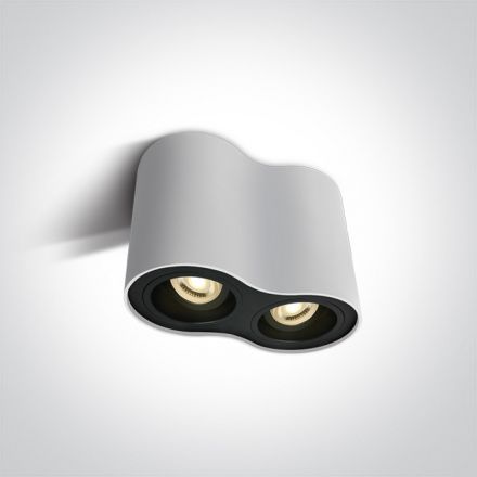 One Light Διπλό Σποτ Cylinder LED 2xGU10 MR16 Αλουμίνιο 100-240V Λευκό Ρυθμιζόμενο