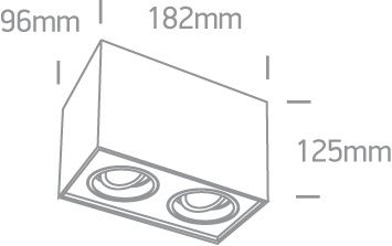 One Light Διπλό Σποτ Cube LED 2xGU10 MR16 Αλουμίνιο 100-240V Μαύρο Ρυθμιζόμενο