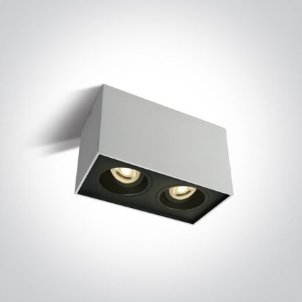 One Light Διπλό Σποτ Cube LED 2xGU10 MR16 Αλουμίνιο 100-240V Λευκό Ρυθμιζόμενο