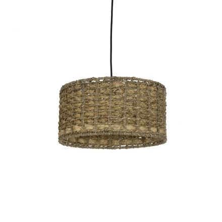 POMEGRANDE 204-0157 Boho Κρεμαστό Φωτιστικό Kαπέλο Μονόφωτο 1 x E27 IP20 Μπεζ Rattan - Μ30 x Π30 x Υ16cm