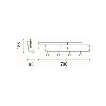 Επίτοιχο Φωτιστικό Ξύλινο LED 10W 3000K 700Lm 700X185X95mm Ξύλο-Μέταλλο ARTE ILLUMINA WAL