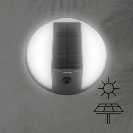 Απλίκα Στρογγυλή Με Ηλιακό Panel Μαύρο 5W 500LM 4000Κ IP54 ARTE ILLUMINA