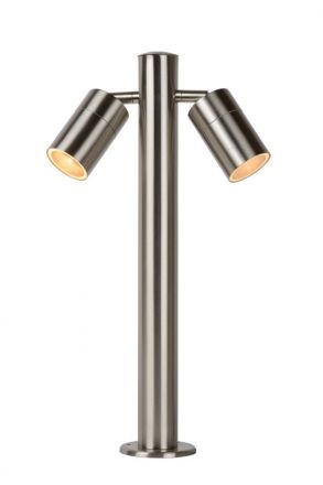 ARNE-LED - Bollard light Outdoor - Ø 6,3 cm - LED - GU10 - 2x5W 2700K - IP 44 - Satin Chrome