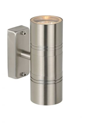 ARNE-LED - Επίτοιχο Φωτιστικό Outdoor - Ø 6,3 cm - LED - GU10 - 2x5W 2700K - IP44 - Satin Chrome