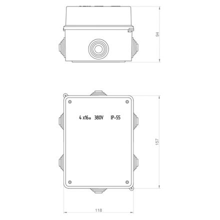 Μπουάτ Εξωτερικό 158x118x94 Με Μεταλλική Βίδα IP55 Γκρι IK04
