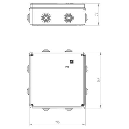 Μπουάτ Εξωτερικό 196x196x78 Με Μεταλλική Βίδα IP55 Γκρι IK04