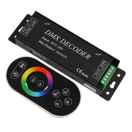 Ασύρματος LED RGB Controller DMX512 με Χειριστήριο Αφής 2.4G RF 5V (75w) - 12V (180w) - 24V (360w) 