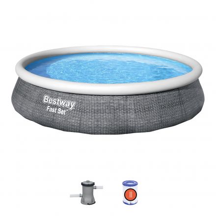 Fast Set Πισίνα PVC Φουσκωτή με Αντλία Φίλτρου 396x396x84εκ.
