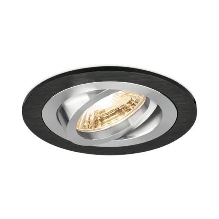 Στρογγυλό Χωνευτό LED Spot MR16 Μαύρο-Ασημί