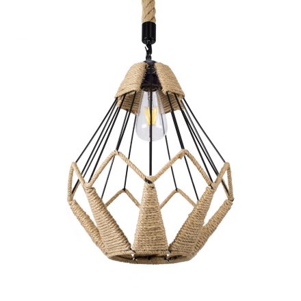CONICAL 01617 Vintage Κρεμαστό Φωτιστικό Οροφής με Ντουί 1xE27 IP20 Μαύρο & Μπεζ