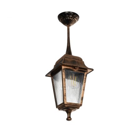 SOLME 203-0214 Vintage Κρεμαστό Φωτιστικό Φαναράκι Μονόφωτο 1 x E27 IP44 Χάλκινο Πλαστικό Σώμα - Μ15 x Π15 x Υ50cm