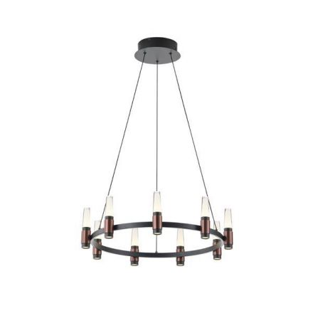 Κρεμαστό Φωτιστικό Αλουμίνιο LED 43W 3000K 4300Lm Φ630XΗ1500mm Μαύρο-Καφέ Arte Illumina VELAS