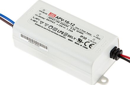 Meanwell Τροφοδοτικό 16W 12V APV Series IP42
