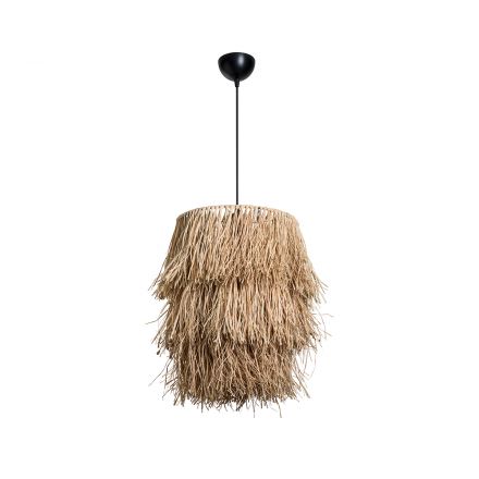 WEG 203-0036 Boho Κρεμαστό Φωτιστικό Καπέλο Μονόφωτο 1xE27 IP20 Μπέζ Ψάθα M30 x Π30 x Υ90cm