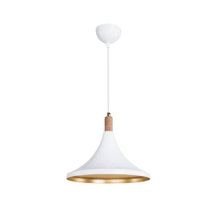 BELFRY 203-0076 Μοντέρνο Κρεμαστό Φωτιστικό Καμπάνα Μονόφωτο 1xE27 IP20 Λεύκο με Χρυσό Πλαστικό Μ29.5 x Π29.5 x Υ90cm