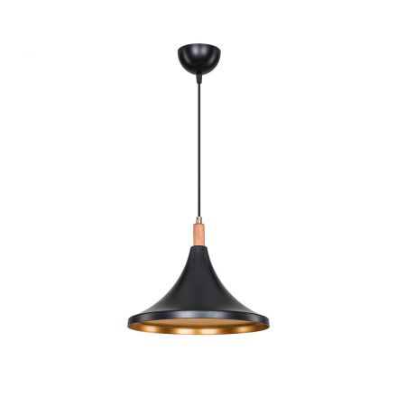 BELFRY 203-0077 Μοντέρνο Κρεμαστό Φωτιστικό Καμπάνα Μονόφωτο 1xE27 IP20 Μαύρο με Χρυσό Πλαστικό Μ29.5 x Π29.5 x Υ90cm