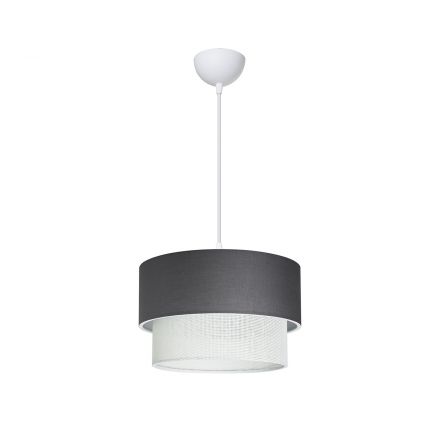 SISSIE 203-0140 Μοντέρνο Κρεμαστό Φωτιστικό Καπέλο Μονόφωτο 1xE27 IP20 Γκρι & Λευκό Ύφασμα -Μ30 x Π30 x Υ93cm