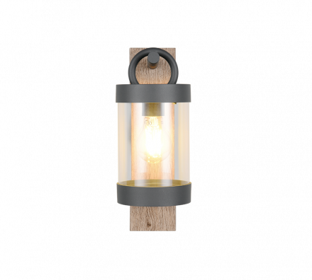 Trio Lighting Επίτοιχο Φωτιστικό 1xE27 SAMBESI Night Sensor Απομίμηση Ξύλου Αλουμίνιο