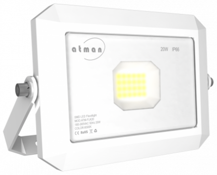 Προβολέας LED 20W Super Slim Λευκός (Σειρά Κ) 6000Κ