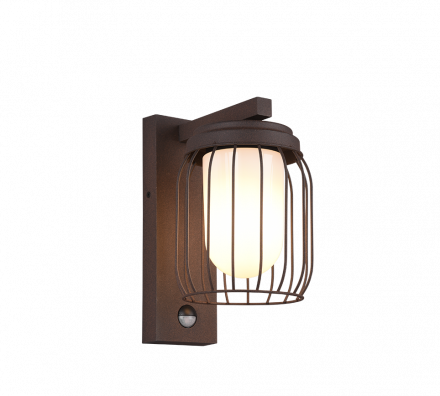 Trio Lighting Απλίκα Τοίχου TUELA 1xE27 LED Με Αισθητήρα Κίνησης IP44 Rusty