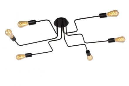 LESTER - Flush Φωτιστικό Οροφής - 6xE27 - Black 40W