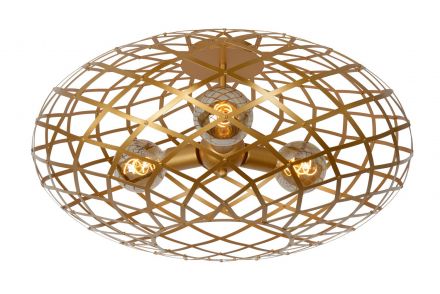 WOLFRAM - Flush Φωτιστικό Οροφής - Ø 65 cm - 3xE27 - Matt Gold / Brass