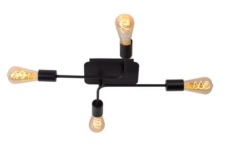 LESTER - Flush Φωτιστικό Οροφής - 4xE27 - Black