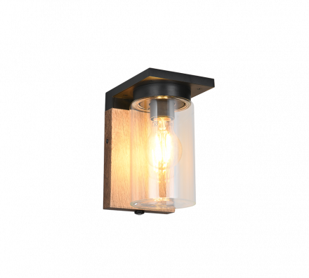 Trio Lighting Επίτοιχη Απλίκα LED 1xE27 Daylight Sensor ARDILA Απόχρωση Ξύλου IP44