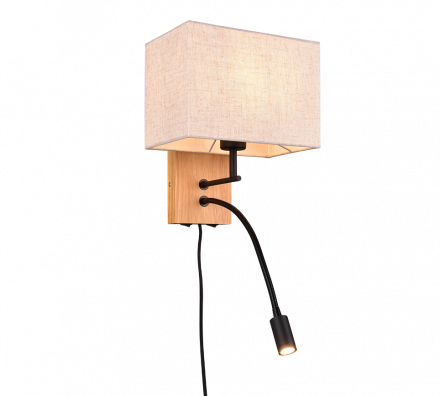 Trio Lighting Επίτοιχο Φωτιστικό NILAM LED 3.1W 1xE27 Ξύλο/Ύφασμα Μαύρο