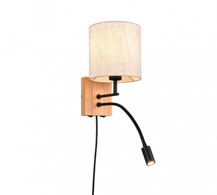 Trio Lighting Επίτοιχο Στρογγυλό Φωτιστικό NILAM LED 3.1W 1xE27 Ξύλο/Ύφασμα Μαύρο