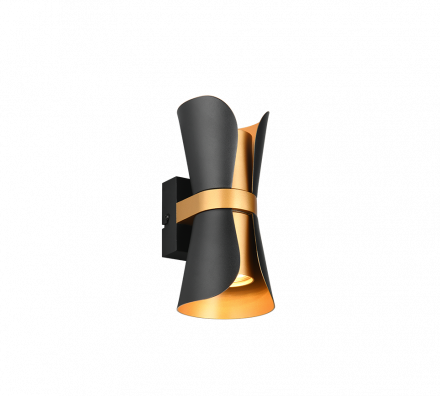 Trio Lighting Επίτοιχο Φωτιστικό 2xGU10 COAT Μαύρο-Χρυσό Μέταλλο