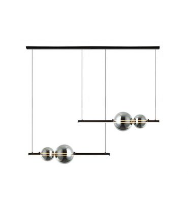 Zambelis Lights Κρεμαστό Φωτιστικό LED 22W Αλουμίνιο/Γυαλί Μαύρο Ματ/Smoke