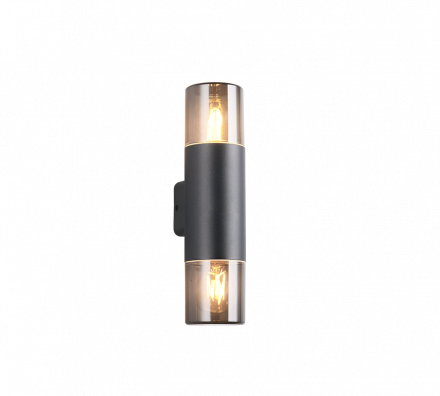Trio Lighting Επίτοιχη Απλίκα LED 2xE27 HOOSIC Μαύρο Ματ IP44