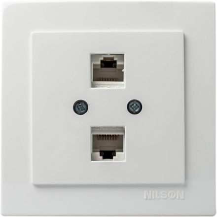 Πρίζα Δικτύου CAT5 Διπλή NILSON Λευκή
