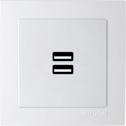 Πρίζα USB Διπλή Λευκό NILSON