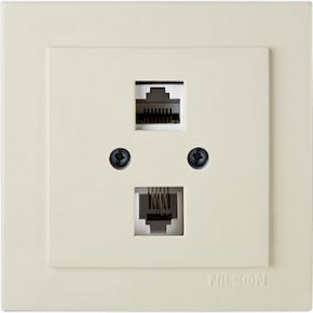 Πρίζα Δικτύου RJ45-CAT5-RJ11 NILSON Μπεζ