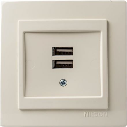 Πρίζα USB Διπλή Μπεζ NILSON