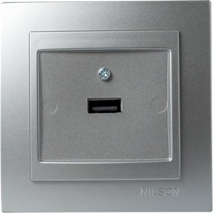 GEYER Πρίζα USB Ασημί NILSON