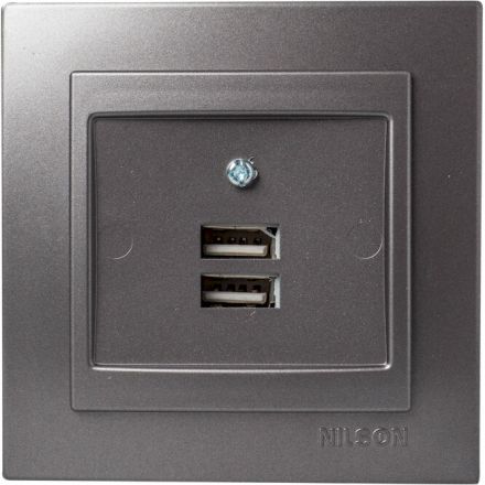 Πρίζα USB Διπλή Ανθρακί