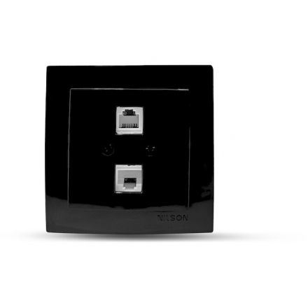 GEYER Πρίζα Δικτύου RJ45-CAT6-RJ11 NILSON Μαύρη