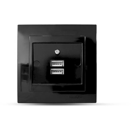 GEYER Πρίζα USB Διπλή Μαύρη NILSON
