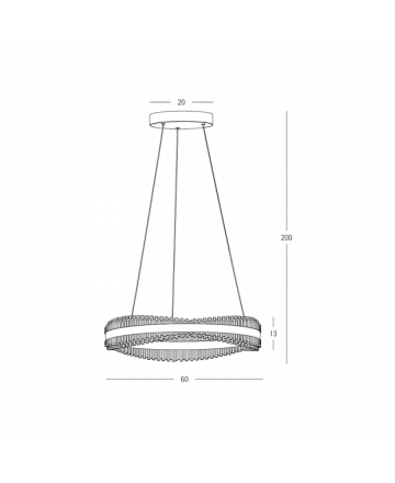 Κρεμαστό Φωτιστικό LED 58W 3000K TRIAC Παλαιωμένο Χρυσό Μέταλλο-Κρύσταλλο