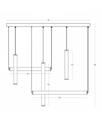Κρεμαστό Φωτιστικό LED 93W 6740lm 3000K - Dimmable - Μαύρο Μέταλλο