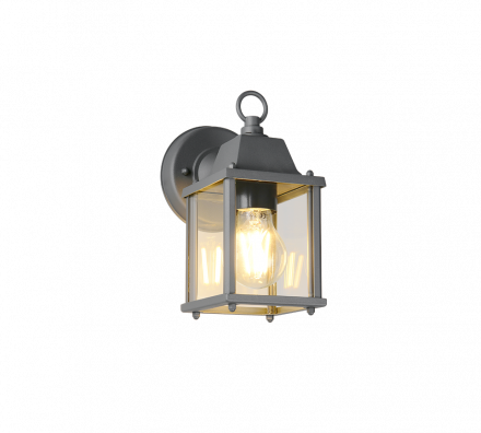 Trio Lighting Επίτοιχο Φωτιστικό 1xE27 MAYENNE Ανθρακί Αλουμίνιο-Γυαλί