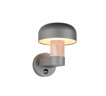 Trio Lighting Επίτοιχο Φωτιστικό 1xE27 FRASER Motion Sensor Αλουμίνιο-Απομίμηση Ξύλου IP54