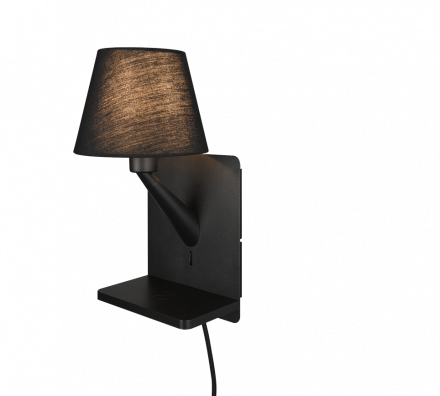 Trio Lighting Επίτοιχο Φωτιστικό 1xE14 COMFORT Μαύρο Ματ Μέταλλο-Ύφασμα