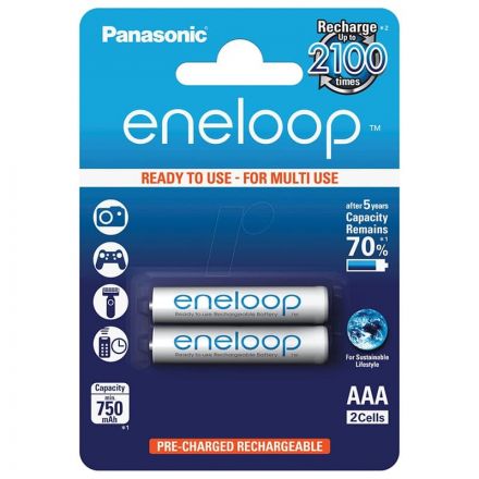 Panasonic Eneloop Μπαταρία Επαναφορτιζόμενη AAA 800mAh 2τμχ